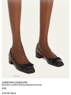 Christian Louboutin/Black Leather Bow Ballet 30mm pumps/“Mamaflirt”/US 7/NIB!!!!